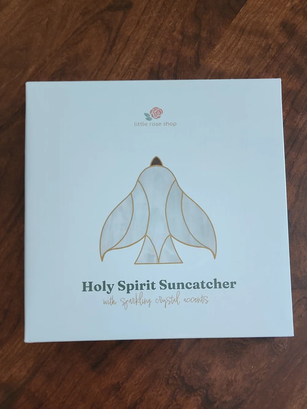 Little Rose Shop Holy Spirit Suncatcher in White and Gold